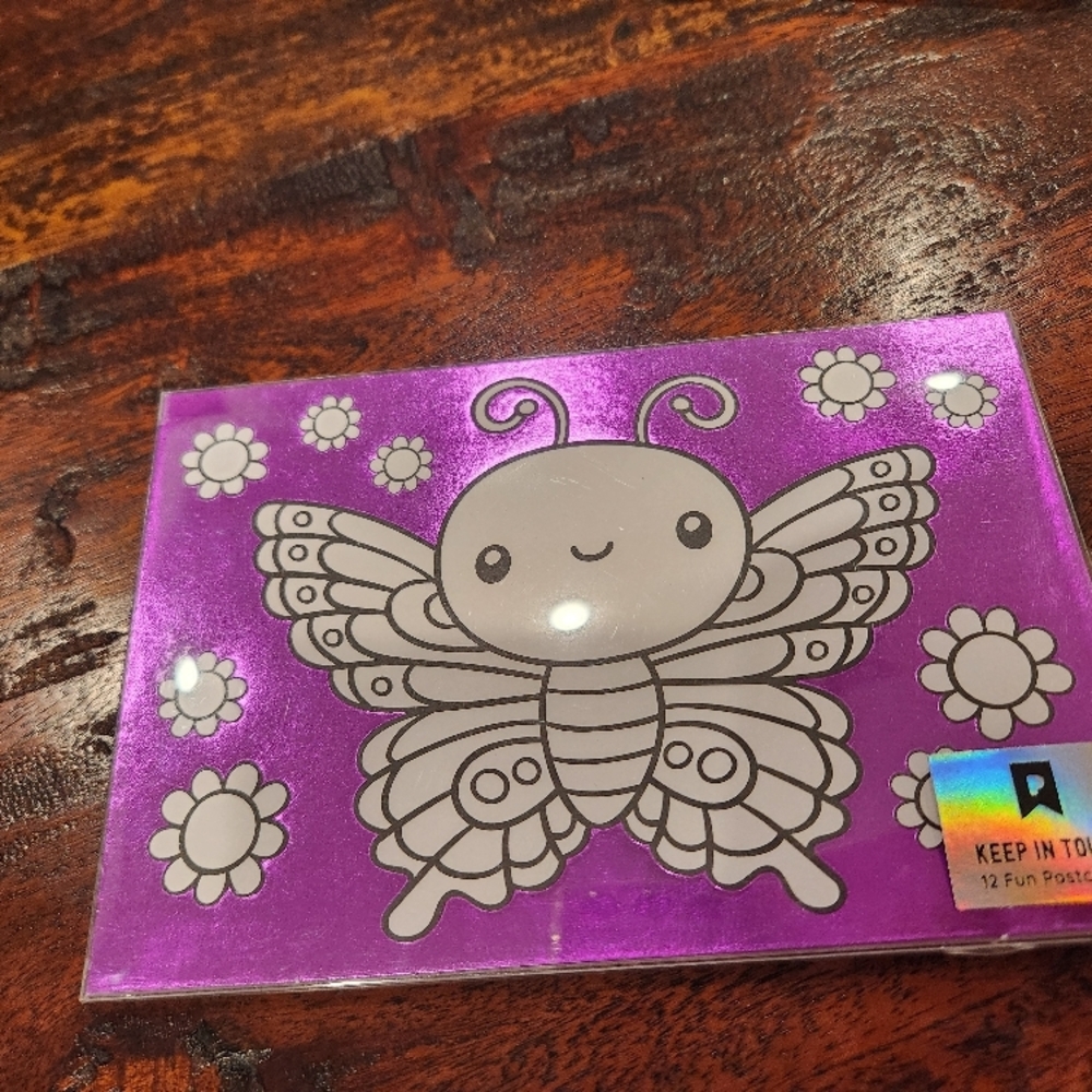 Pipsticks Color-in Kawaii Butterfly Postcard Pack